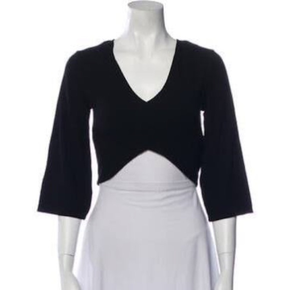 Reformation V-Neck Three-Quarter Sleeve Crop Top